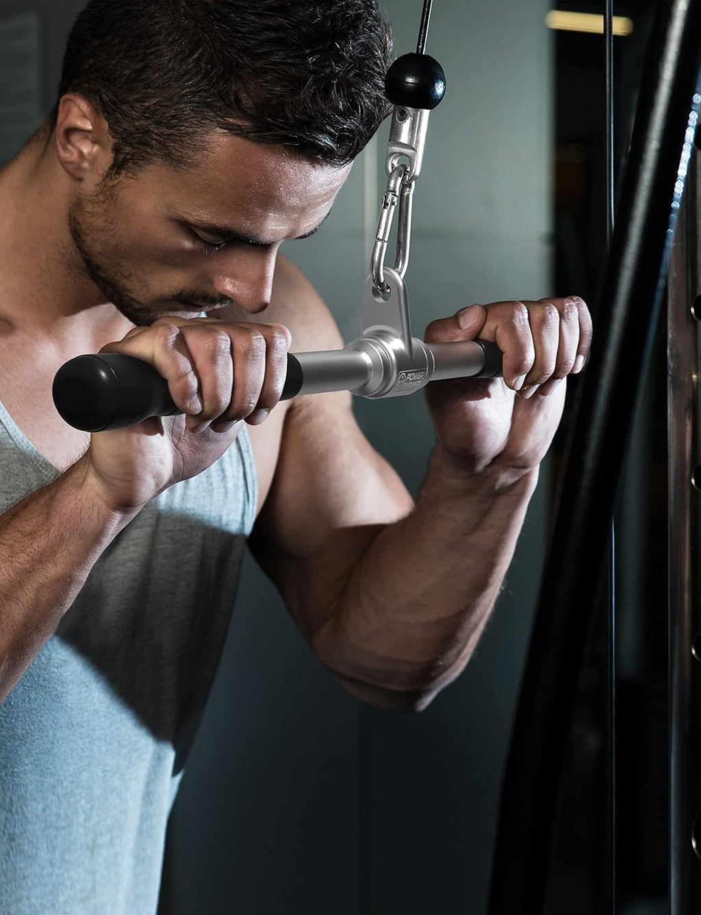 Triceps Pull down Attachment, Cable Machine Accessories for Home Gym, LAT Pull down Attachment Weight Fitness